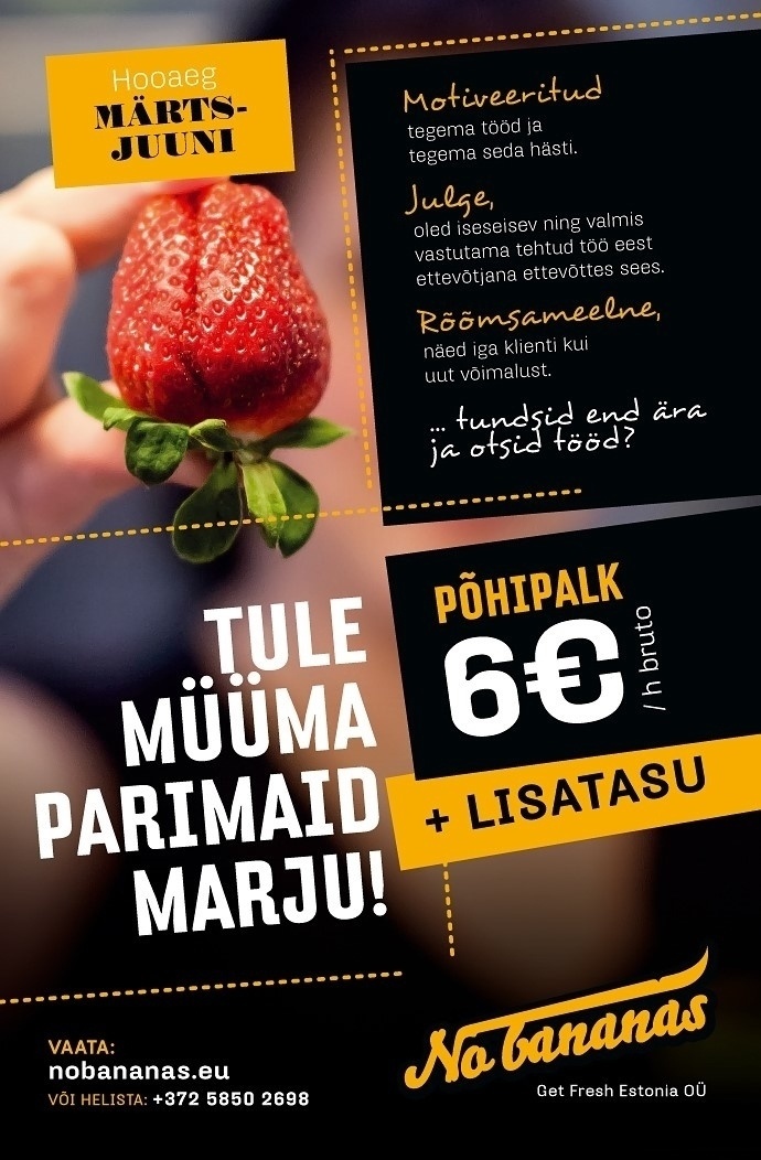 No Bananas / Get Fresh Estonia OÜ Klienditeenindaja
