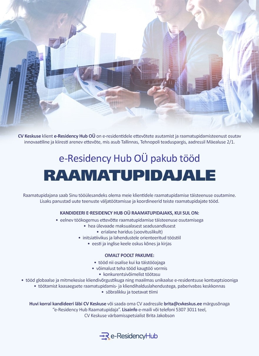 E-RESIDENCY HUB OÜ Raamatupidaja (e-Residency Hub OÜ)