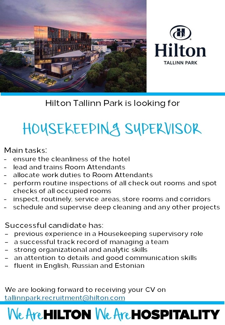 Hilton Tallinn Park Housekeeping Supervisor (Hilton Tallinn Park)