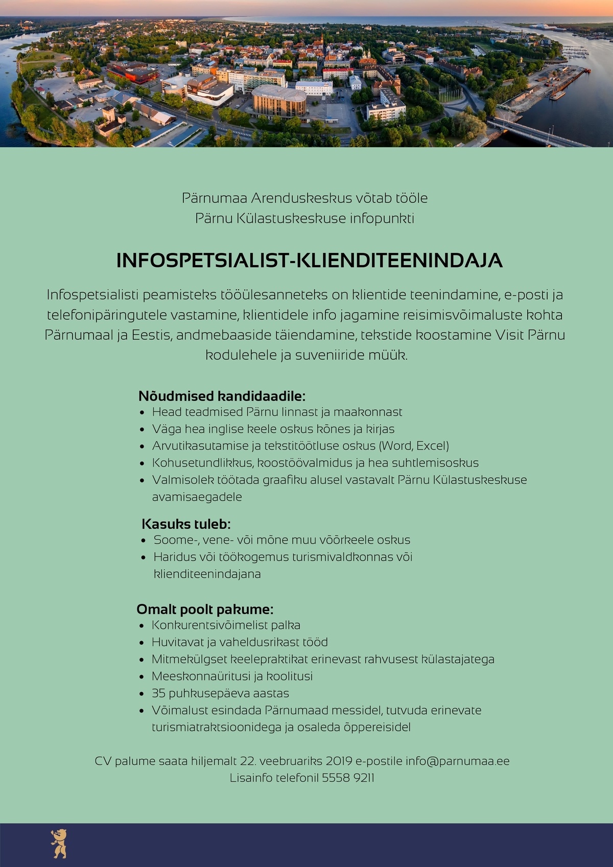 Pärnumaa Arenduskeskus SA Infospetsialist-klienditeenindaja