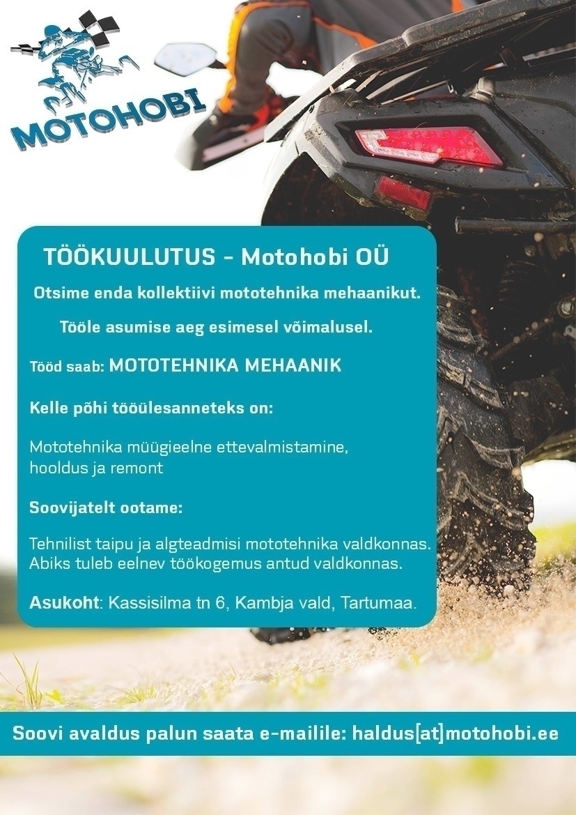MOTOHOBI OÜ Mototehnika mehaanik