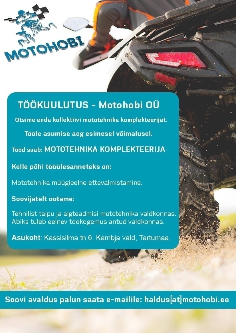 MOTOHOBI OÜ Mototehnika komplekteerija