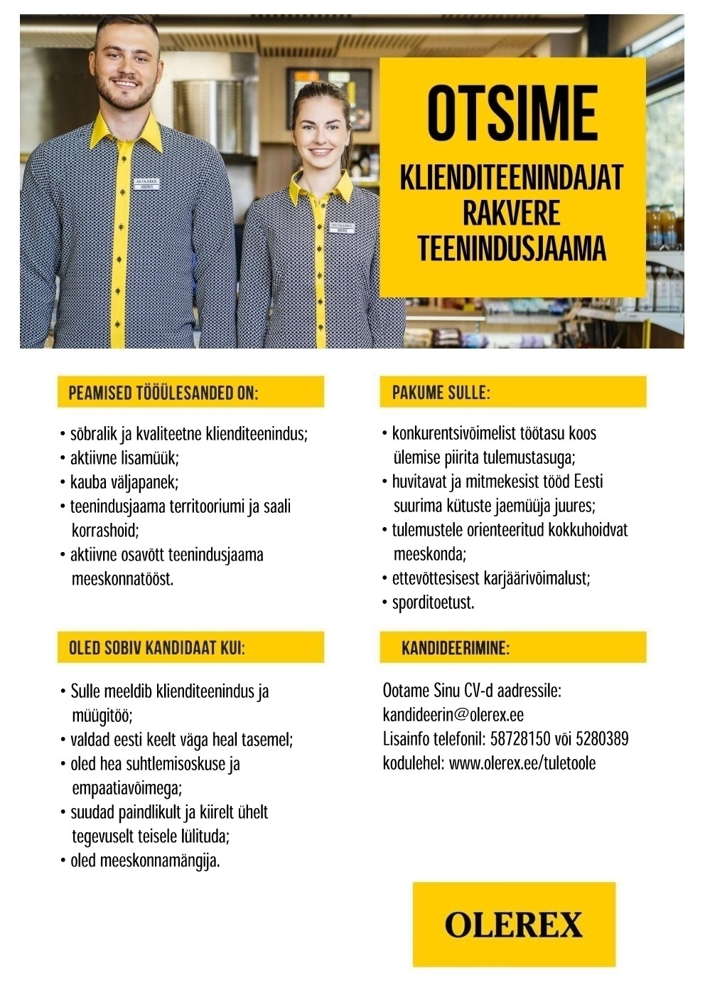 Olerex AS Klienditeenindaja Rakvere teenindusjaama 