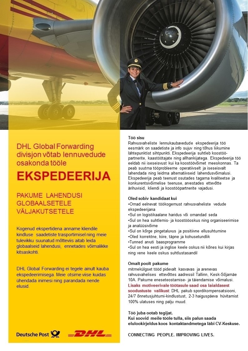 DHL Logistics Estonia OÜ  Lennuvedude ekspedeerija