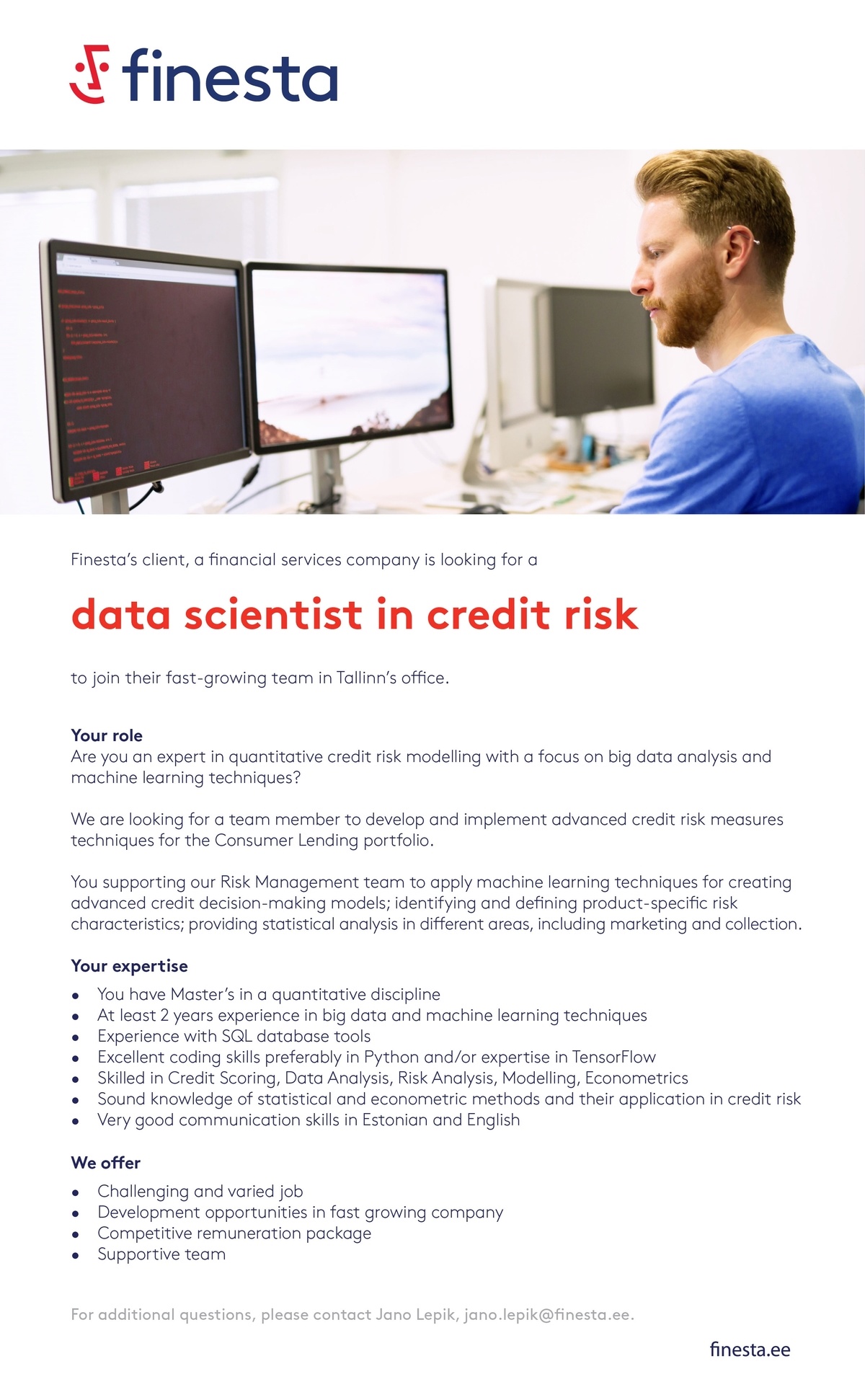 Finesta Baltic OÜ Data Scientist in Credit Risk