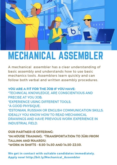 Barona Eesti OÜ MECHANICAL ASSEMBLER IN JÜRI