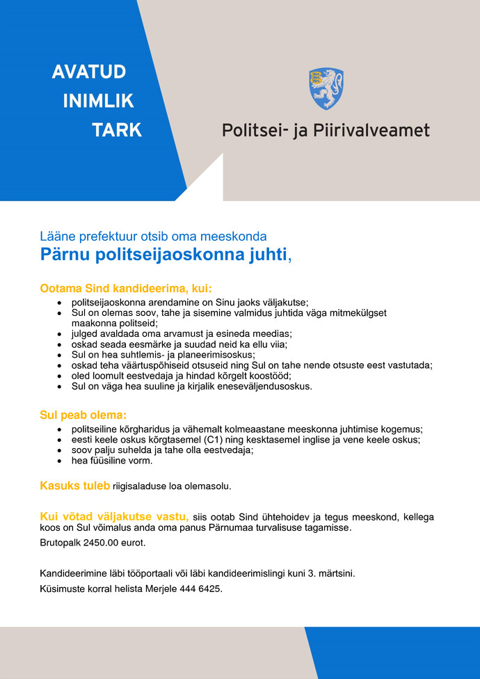 Politsei- ja Piirivalveamet Pärnu politseijaoskonna juht