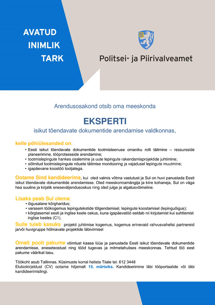 Politsei- ja Piirivalveamet Ekspert