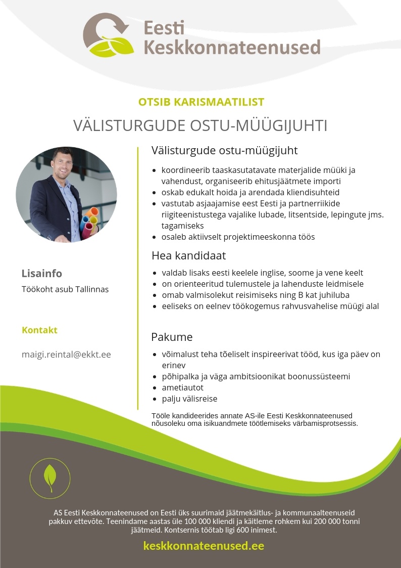 Eesti Keskkonnateenused AS Välisturgude ostu-müügijuht