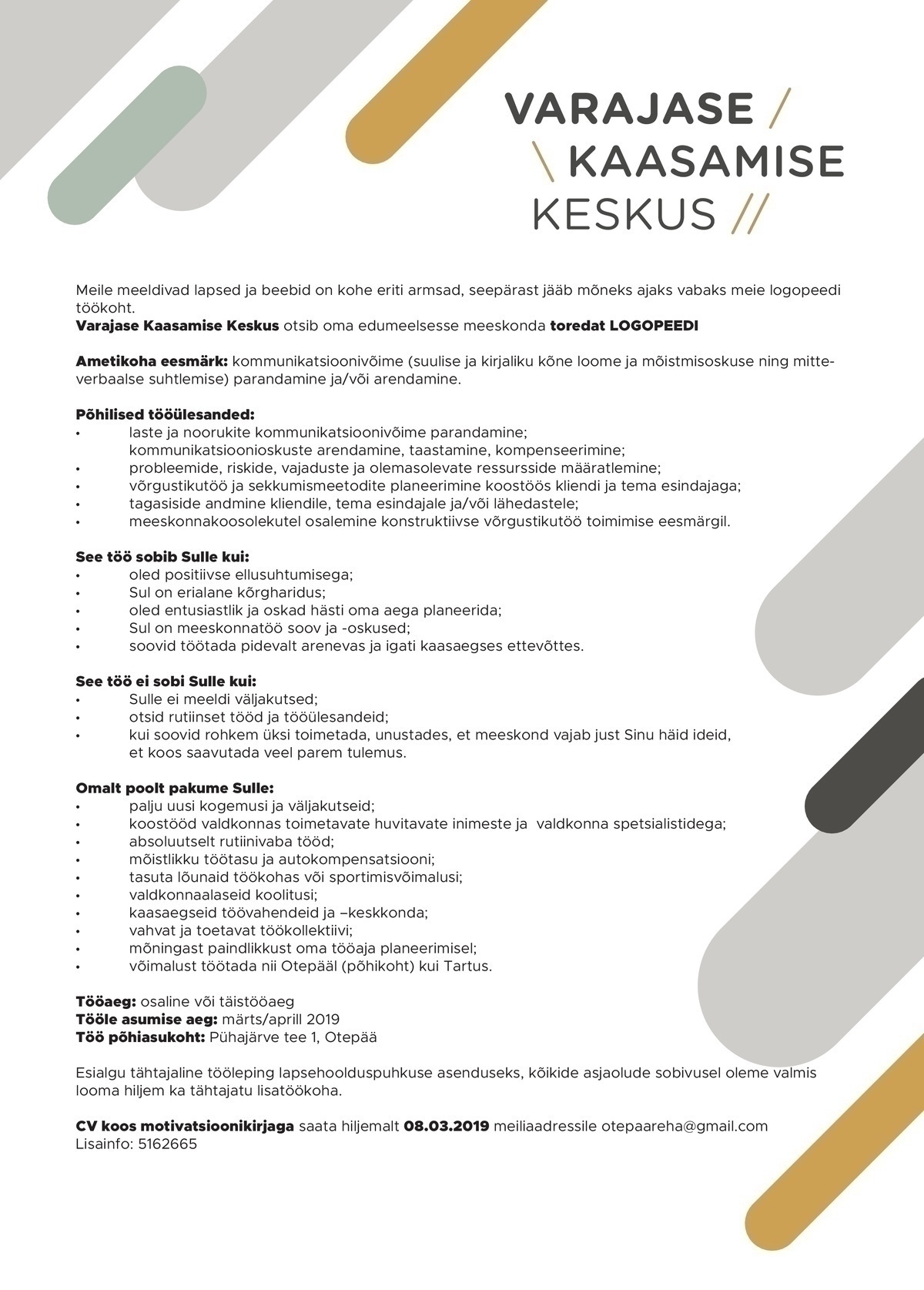 Varajase Kaasamise Keskus OÜ Logopeed