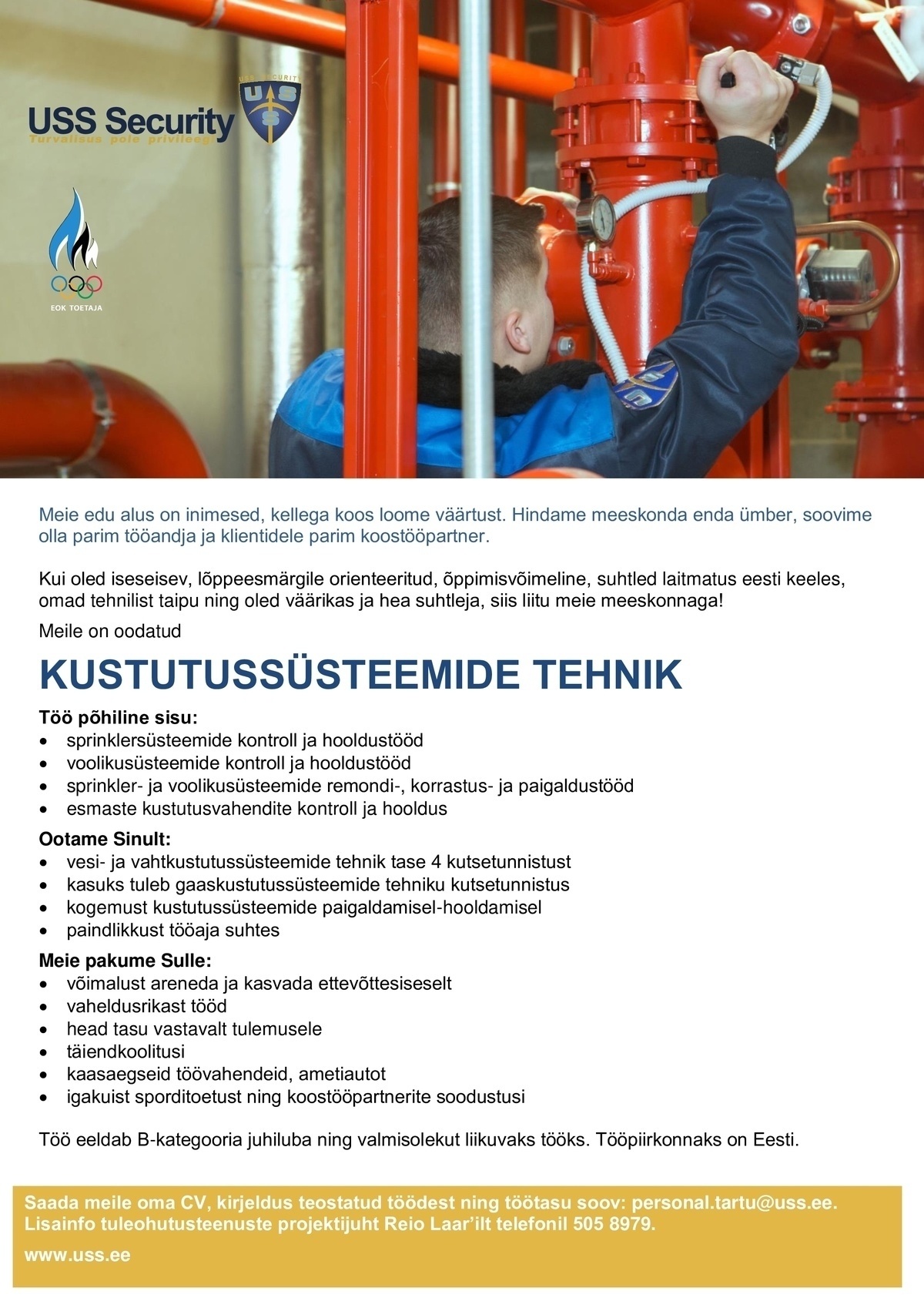 USS SECURITY EESTI AS Kustutussüsteemide tehnik