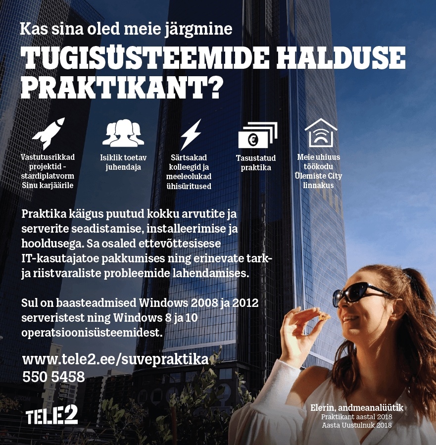 Tele2 Eesti AS Tugisüsteemide halduse praktikant