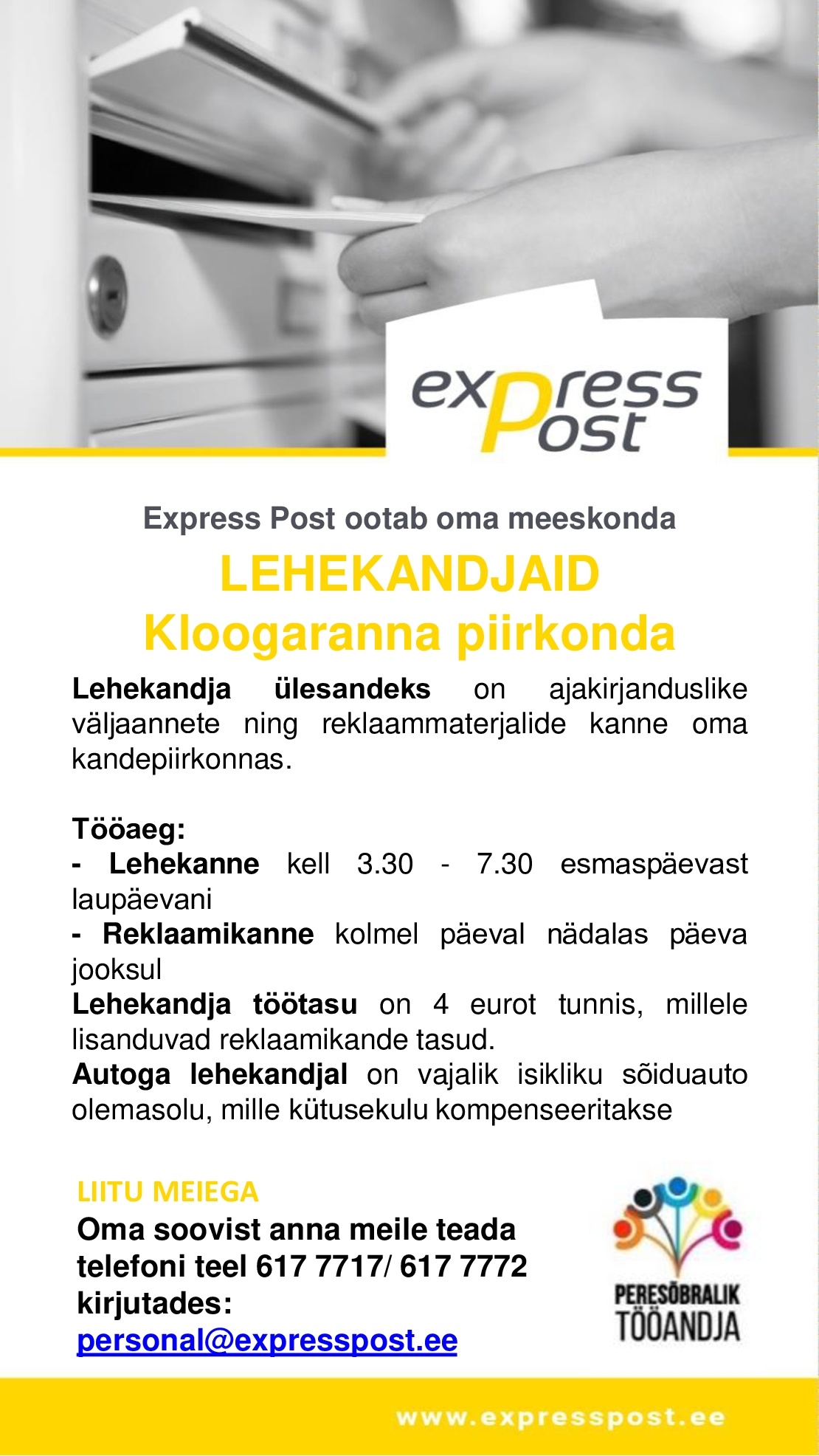 Express Post AS Lehekandja Kloogaranna piirkonda