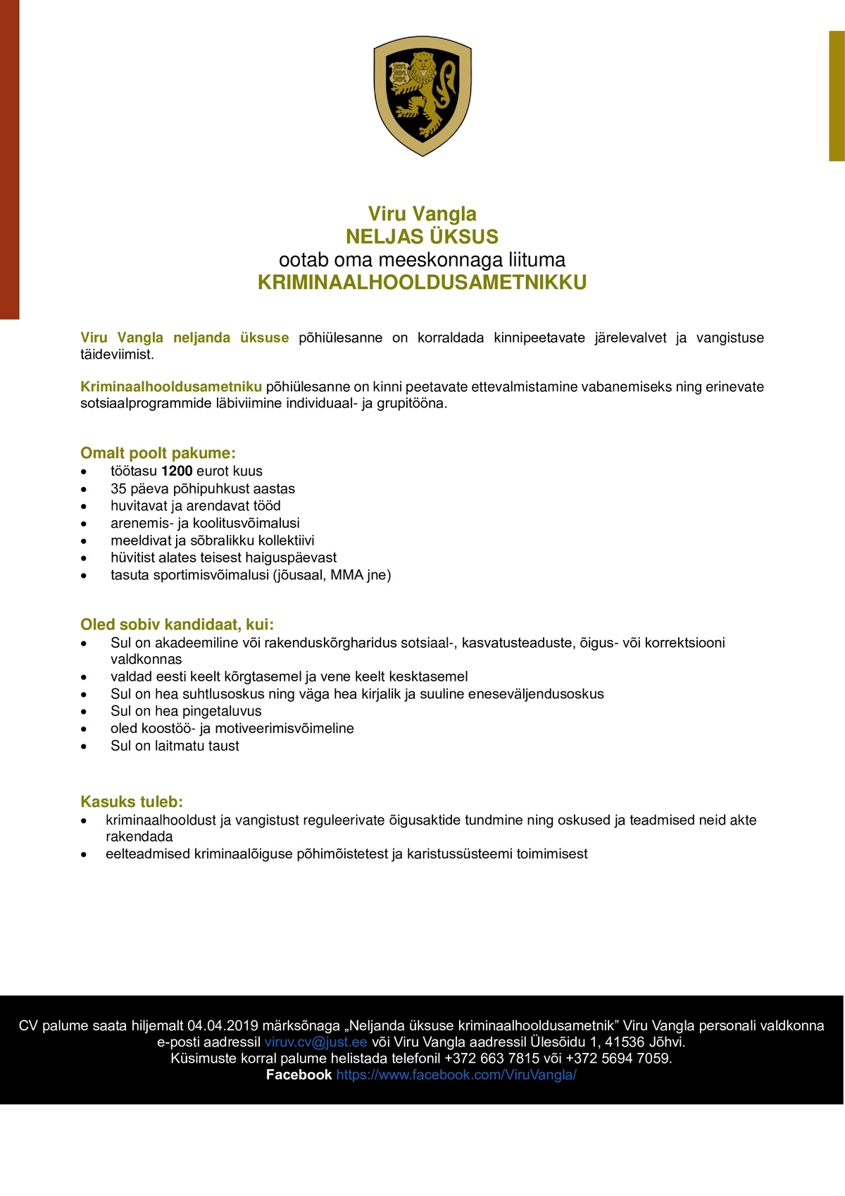 Viru Vangla Viru Vangla kriminaalhooldusametnik