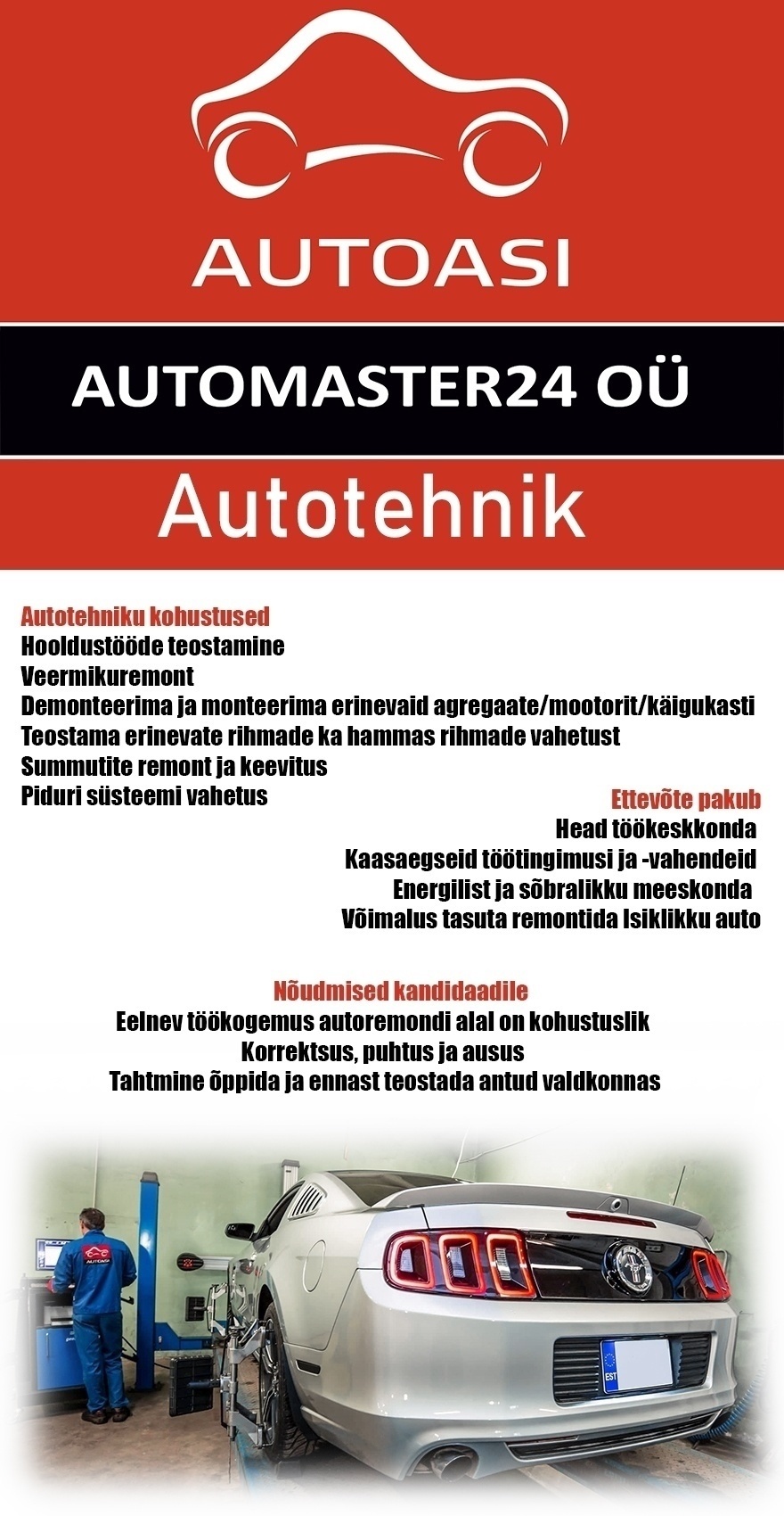 Automaster24 OÜ Autotehnik