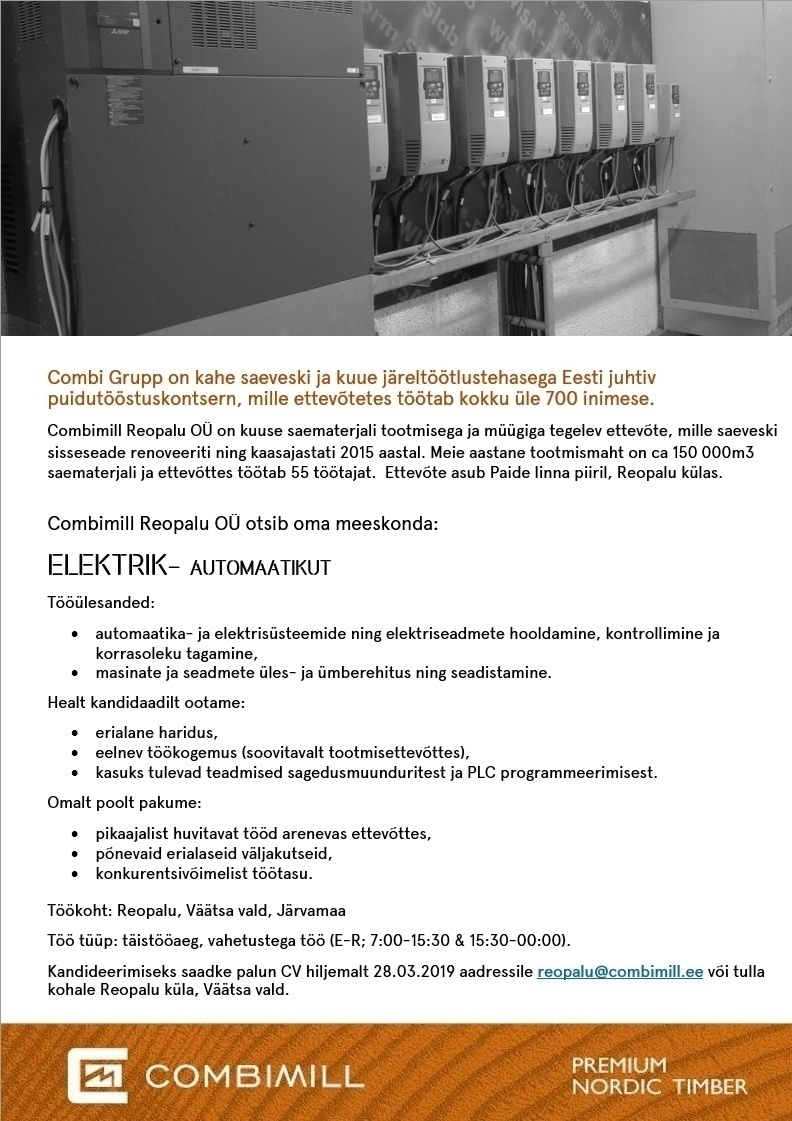 COMBIMILL REOPALU OÜ Elektrik-automaatik