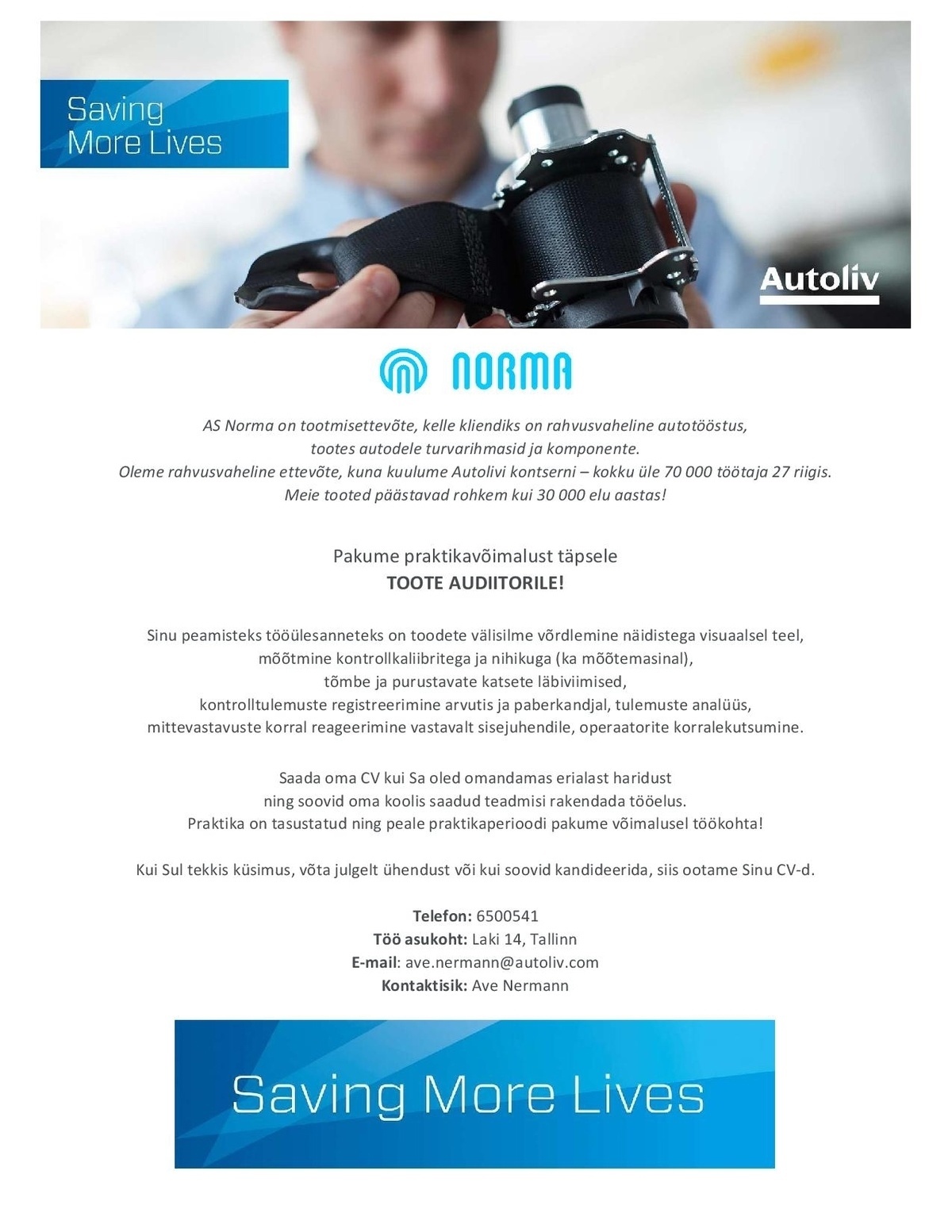 Norma AS TOOTE AUDIITORI PRAKTIKANT