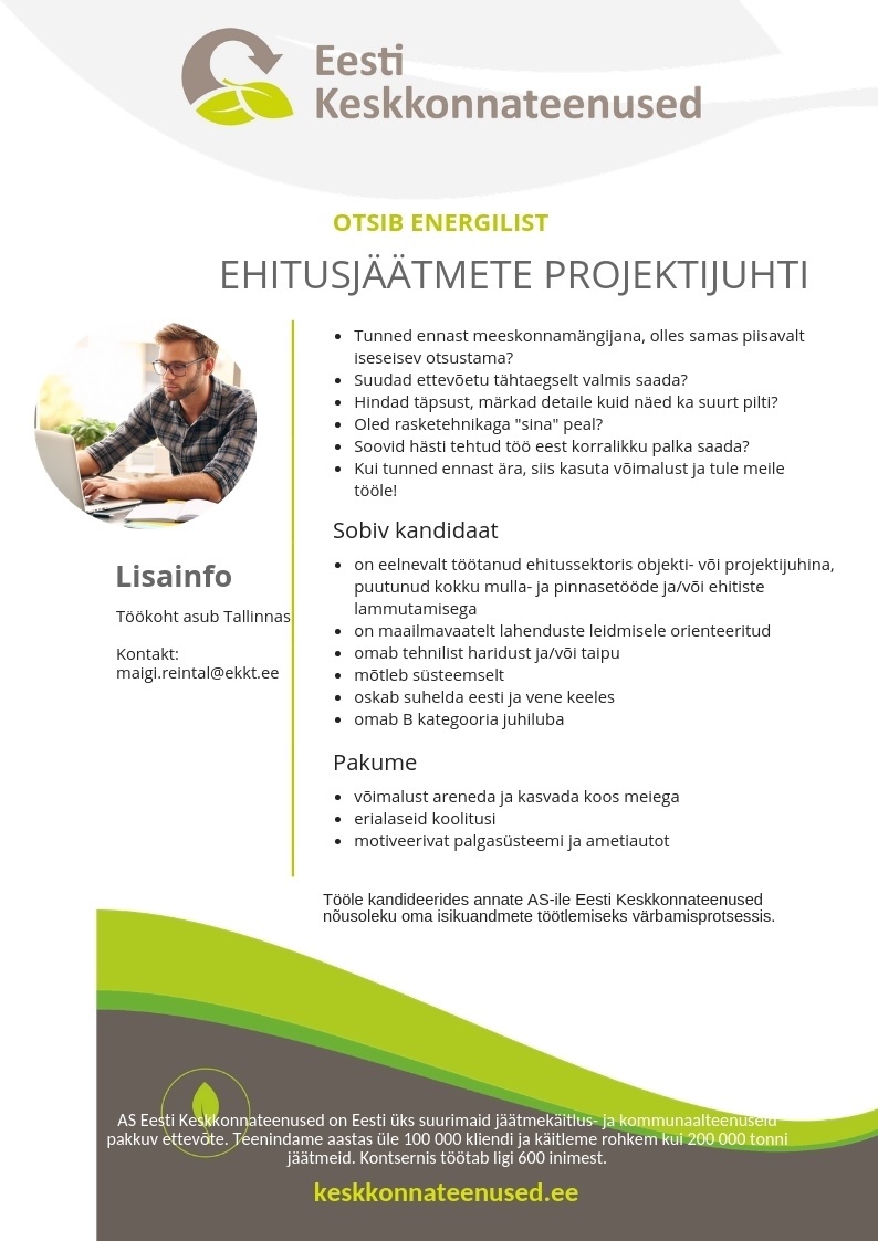 Eesti Keskkonnateenused AS Ehitusjäätmete projektijuht