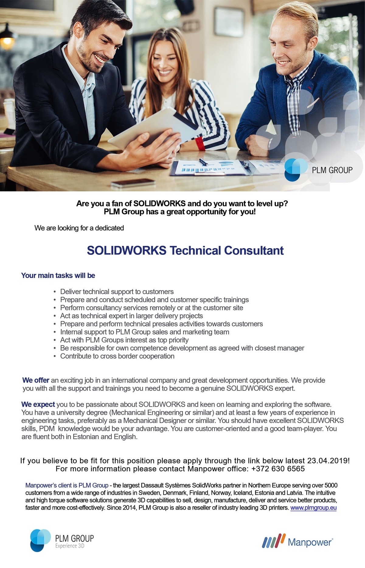Manpower OÜ SOLIDWORKS Technical Consultant