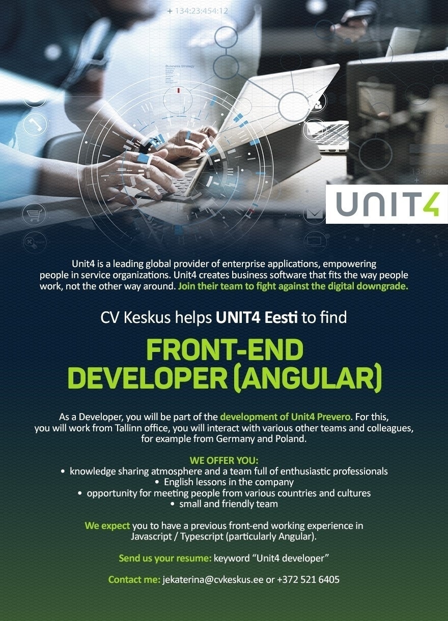 UNIT4 Eesti OÜ Front-end developer