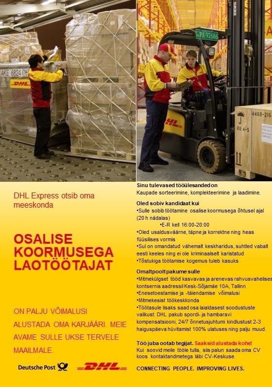 DHL Express Estonia AS Osalise koormusega laotöötaja õhtuses vahetuses
