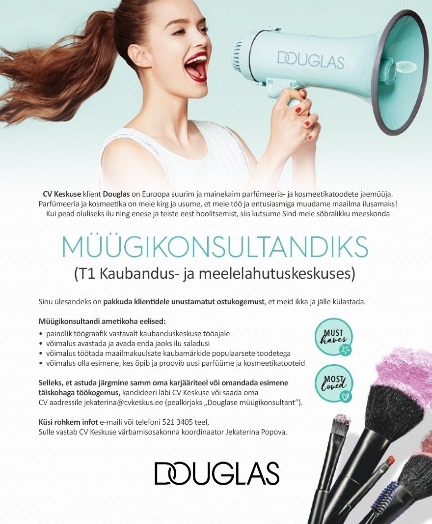 SIA "Douglas Latvia" Müügikonsultant kosmeetikatoodete kaupluses Douglas