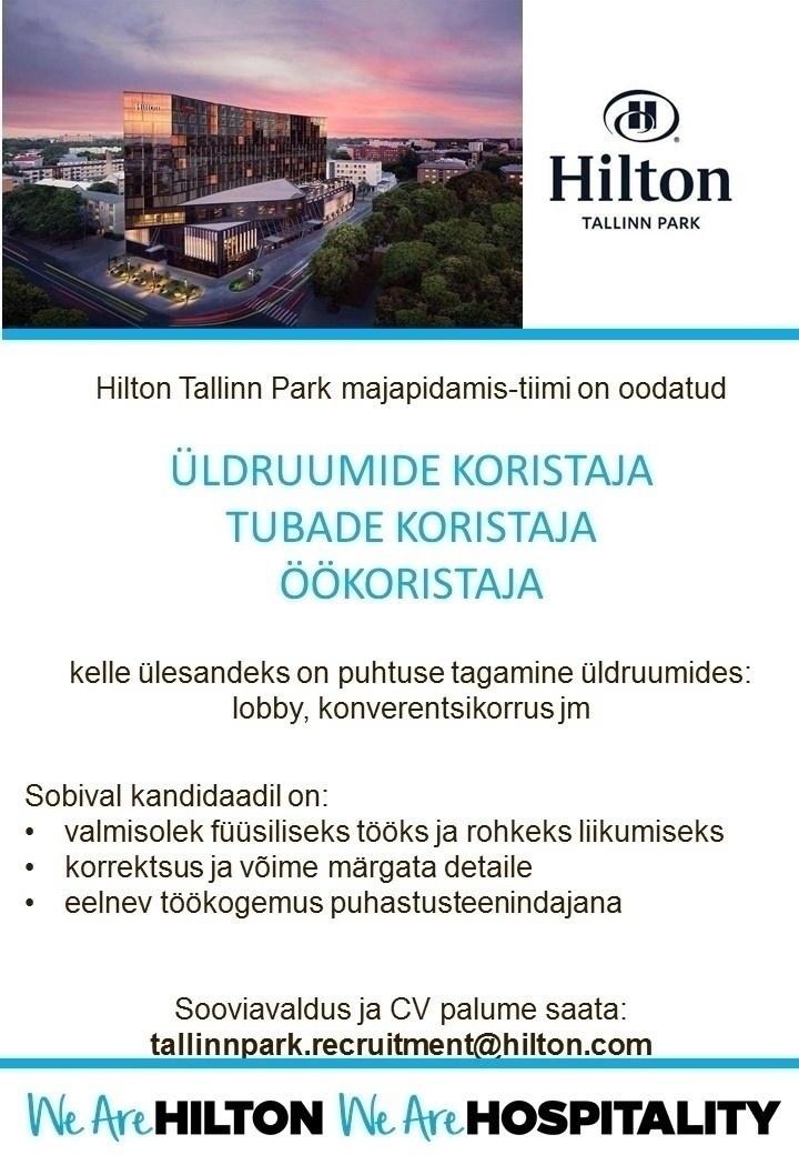 Hilton Tallinn Park Üldpindade-, tubade- ja öökoristajad (Hilton Tallinn Park)