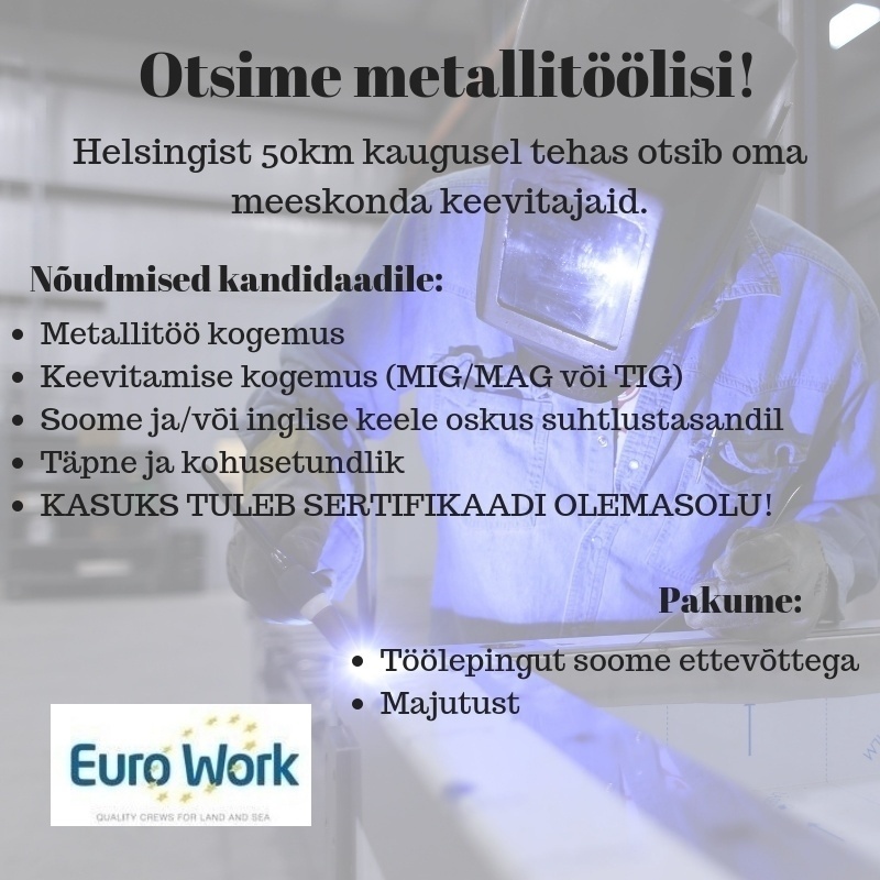 EURO WORK OÜ Metallitööline