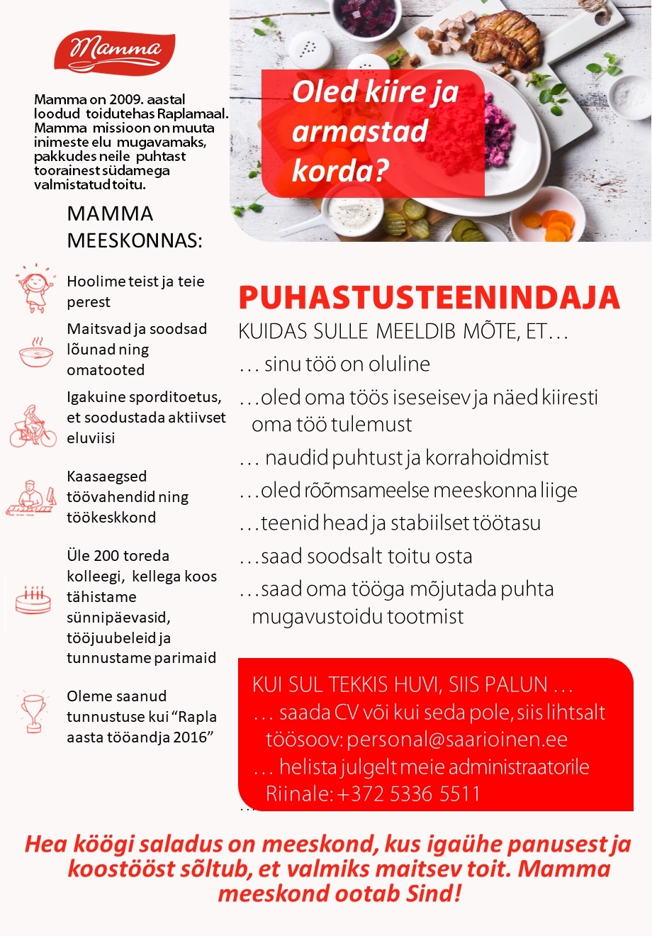 Saarioinen Eesti OÜ Puhastusteenindaja