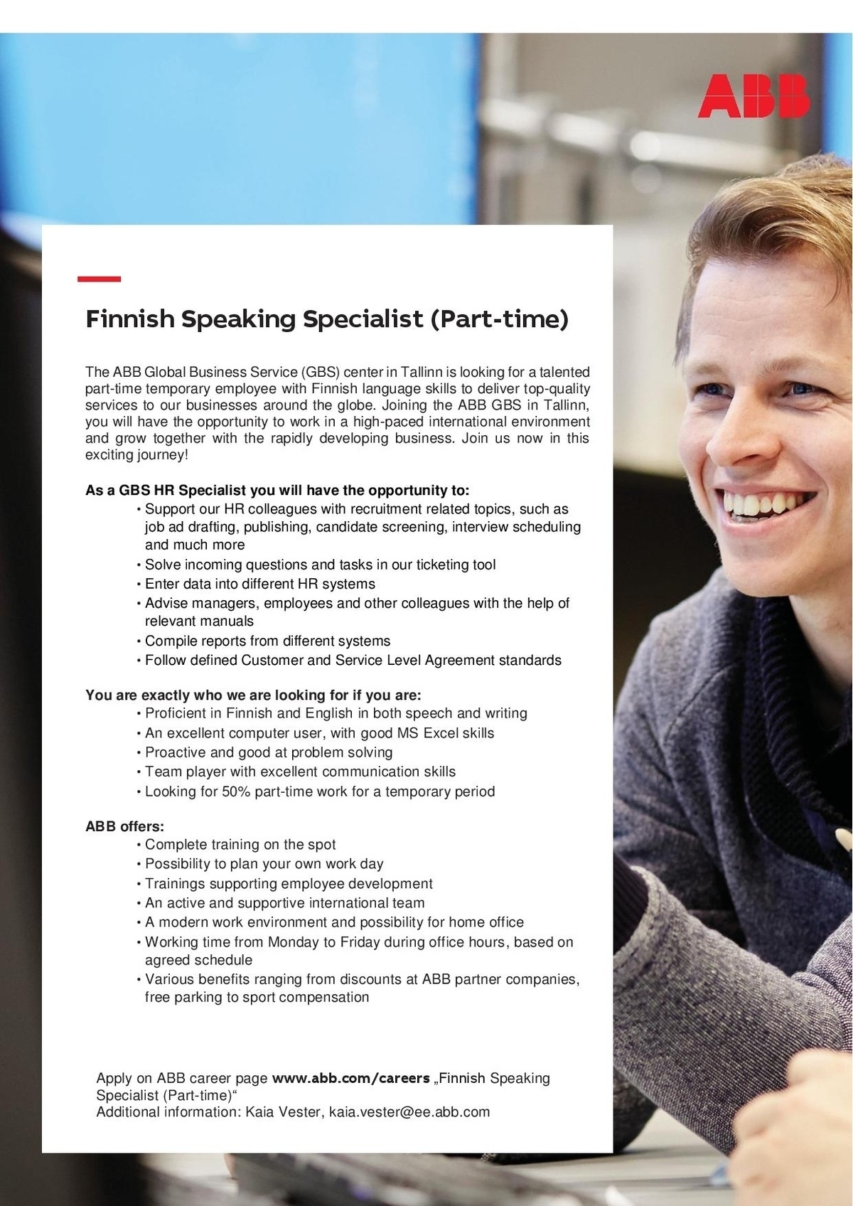 ABB AS Finnish Speaking Specialist (Part-time)