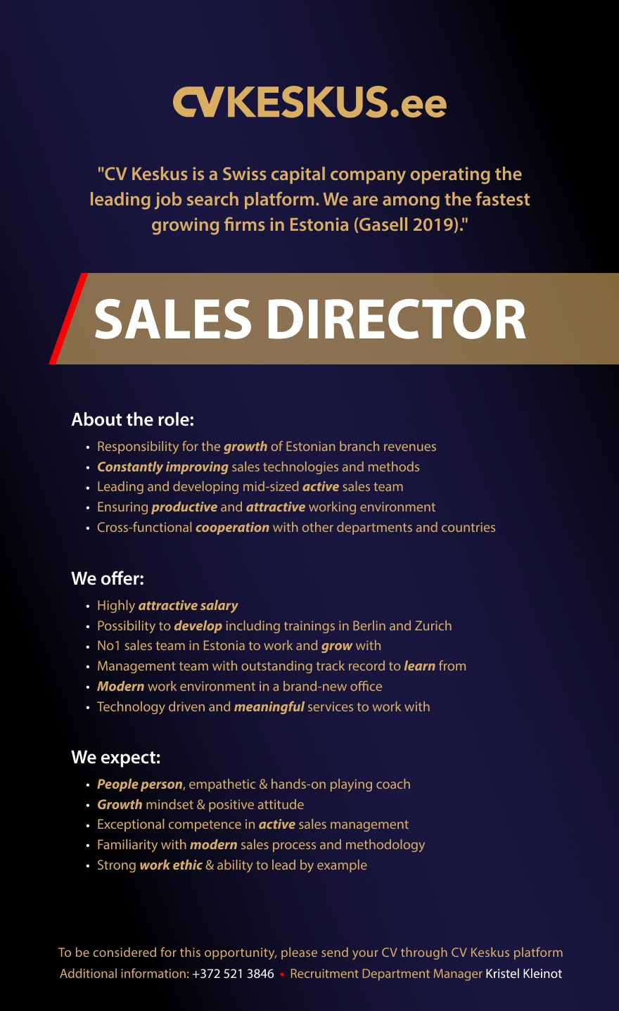 CV Keskus Sales director