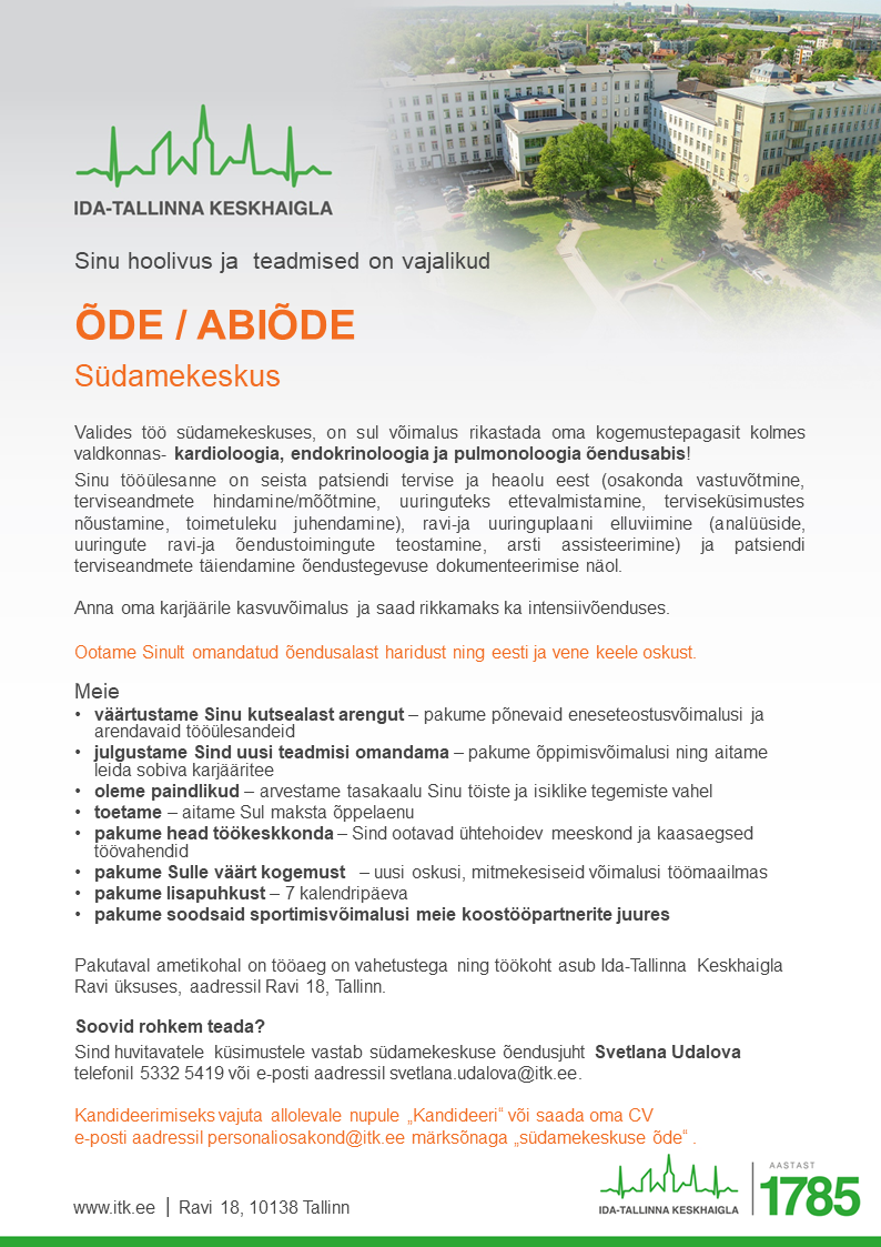 AS Ida-Tallinna Keskhaigla Õde südamekeskusesse