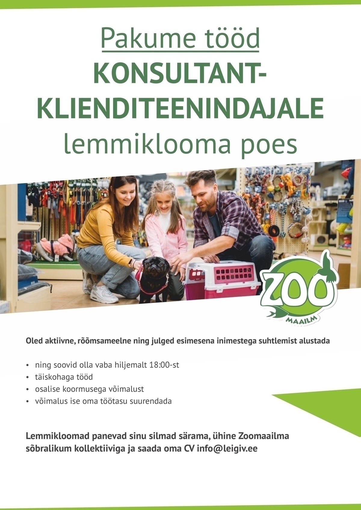 Leigiv OÜ Konsultant/klienditeenindaja (Pärnu)