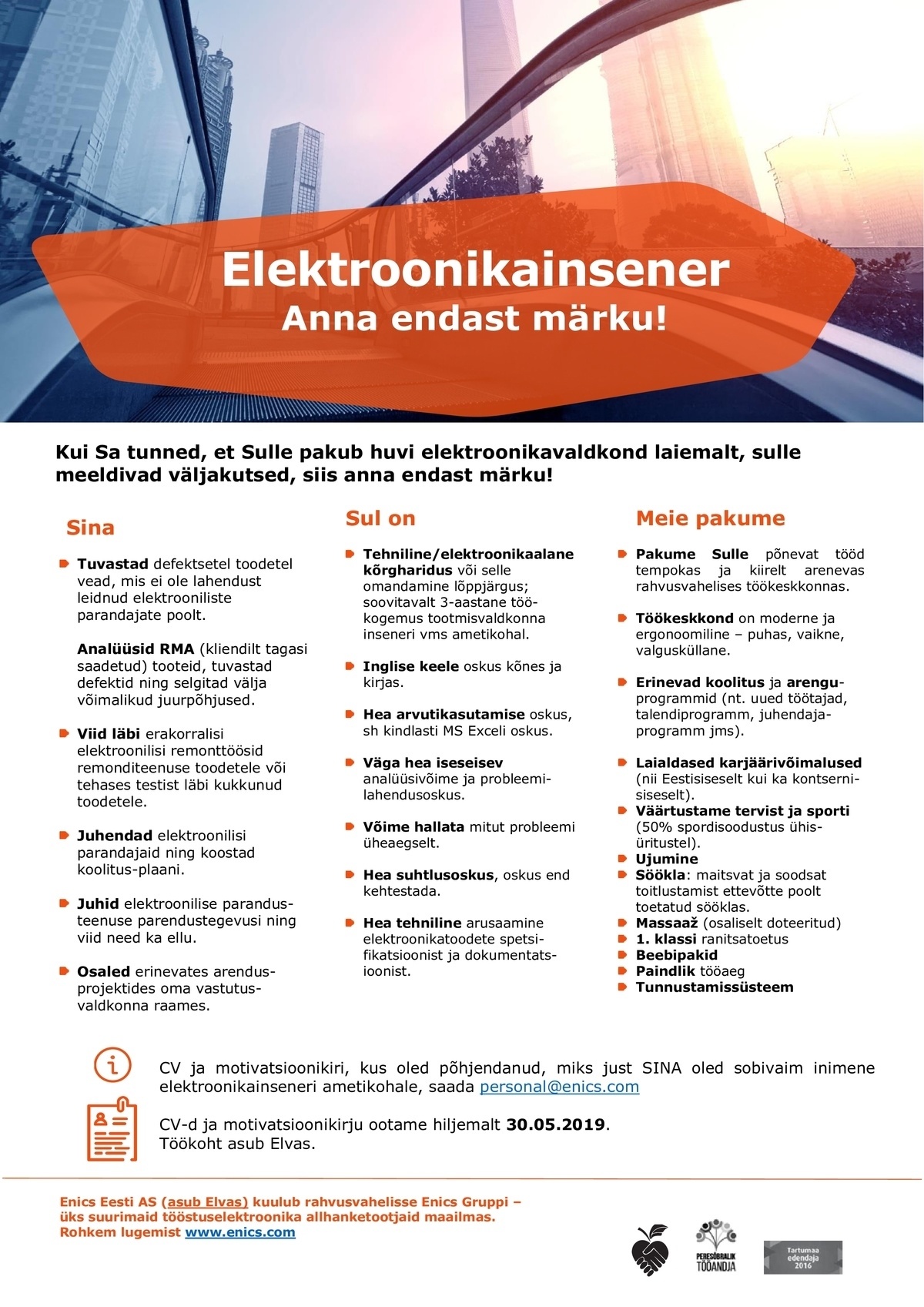 Enics Eesti AS Eletroonikainsener