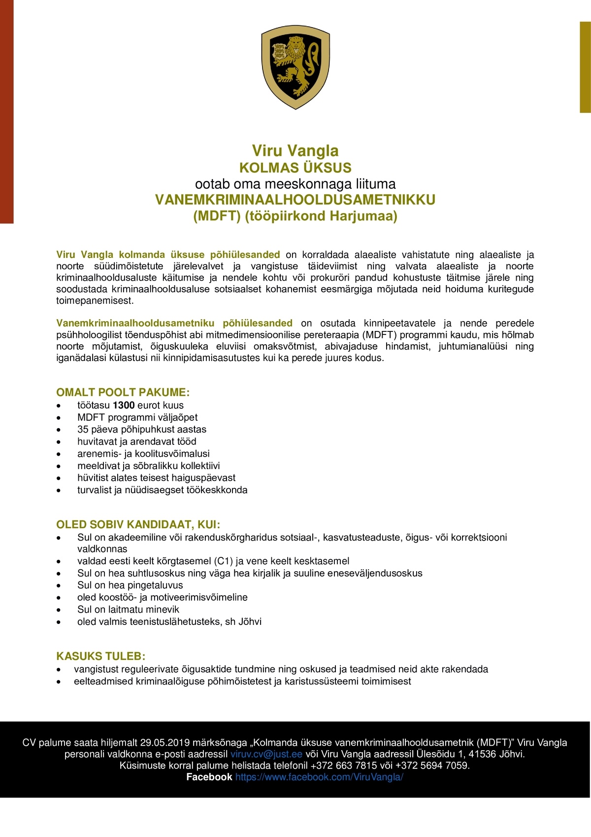 Viru Vangla Vanemkriminaalhooldusametnik (MDFT)