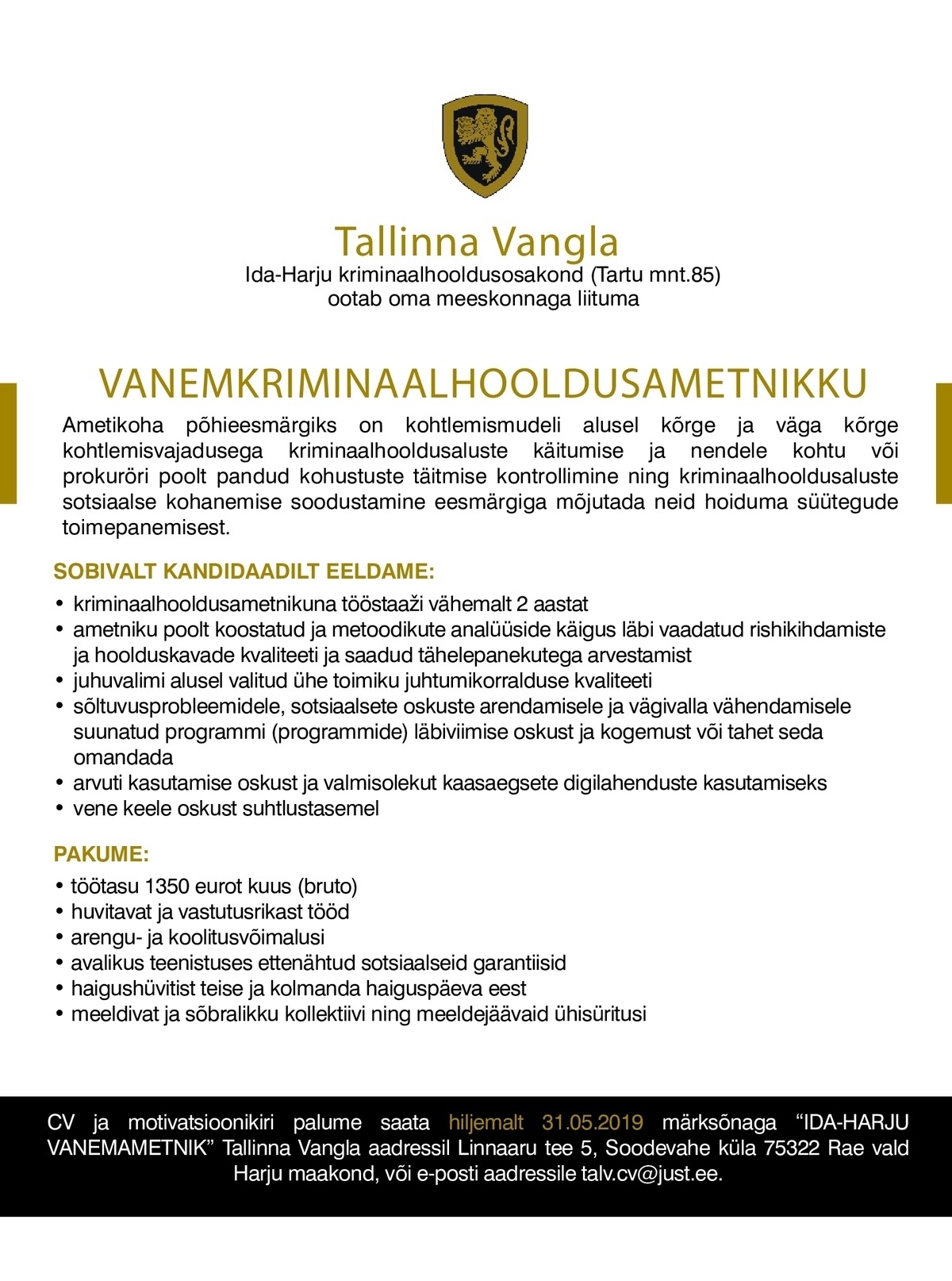 Tallinna Vangla Ida-Harju Vanemkriminaalhooldusametnik