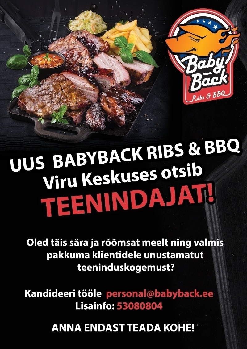 Vellosar Kaubanduse OÜ Viru keskuse BabyBack Ribs & BBQ TEENINDAJA
