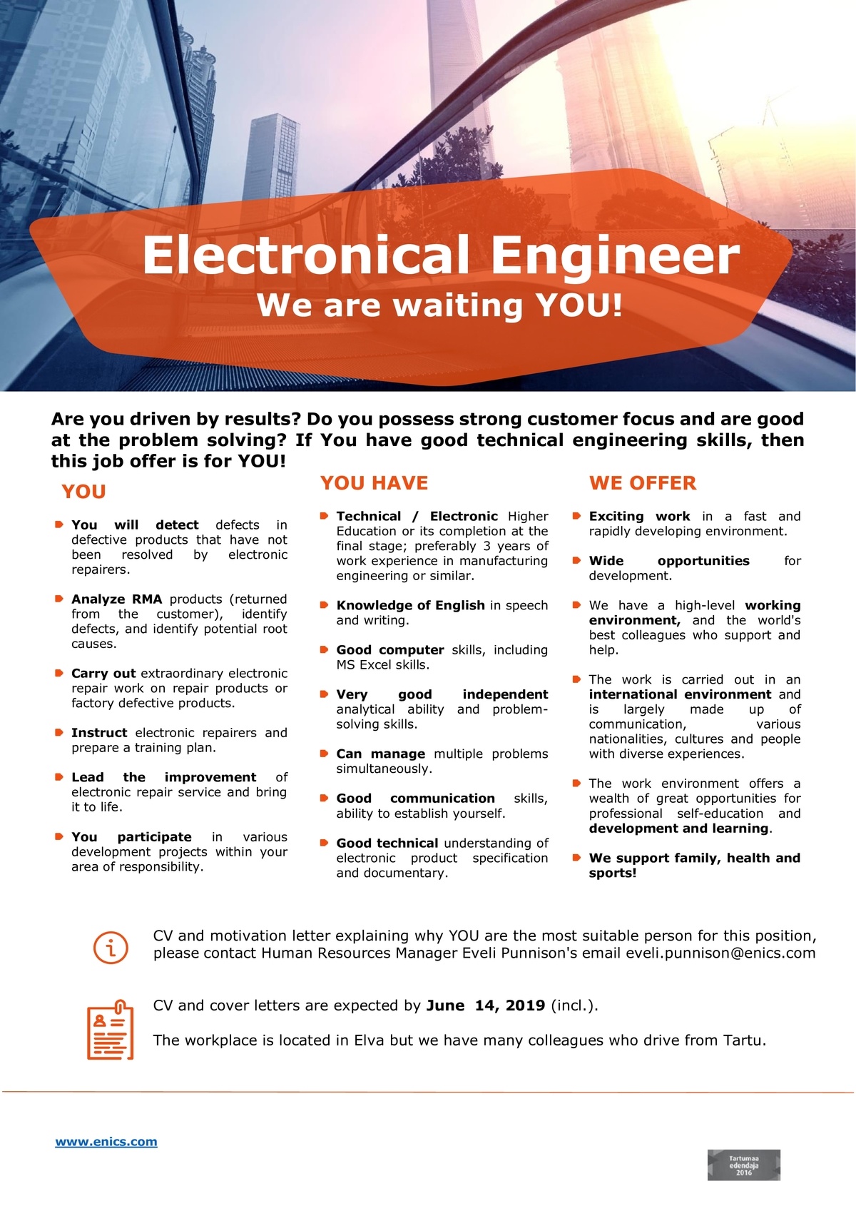 Enics Eesti AS Electronical Engineer