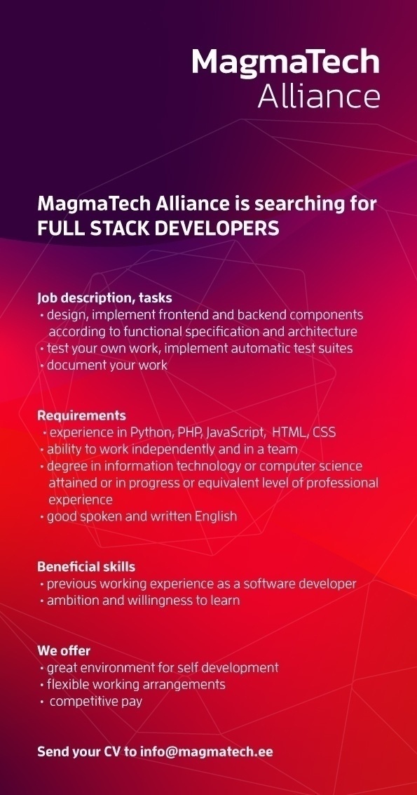 Magma Technologies Group OÜ Full Stack Developers