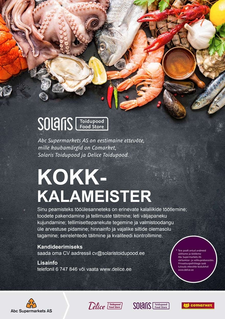 Abc Supermarkets AS Kokk-kalameister Solarise Toidupoodi 