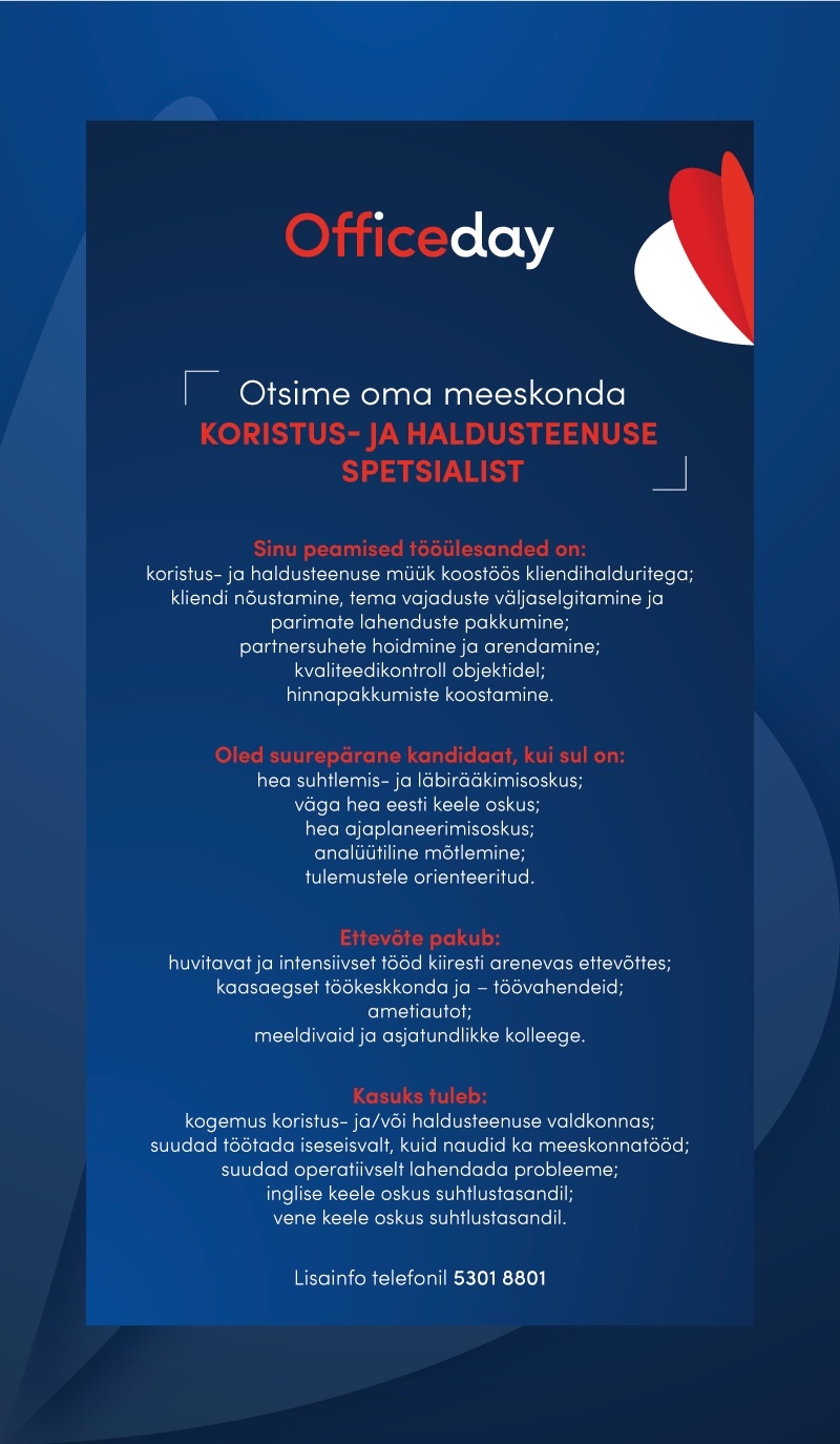 Sanitex  OÜ Koristus- ja haldusteenuse spetsialist