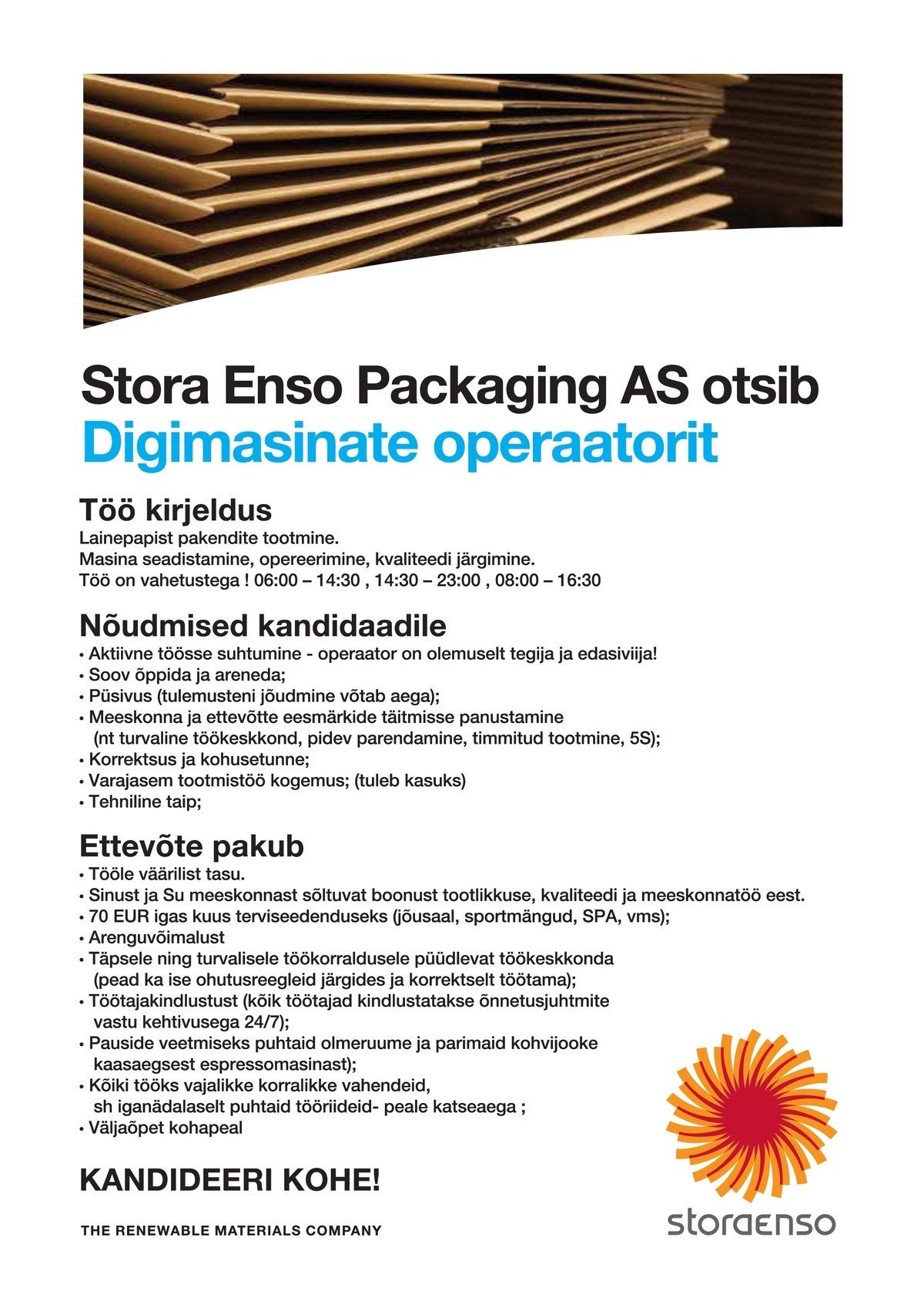 Stora Enso Packaging AS Digimasinate operaator