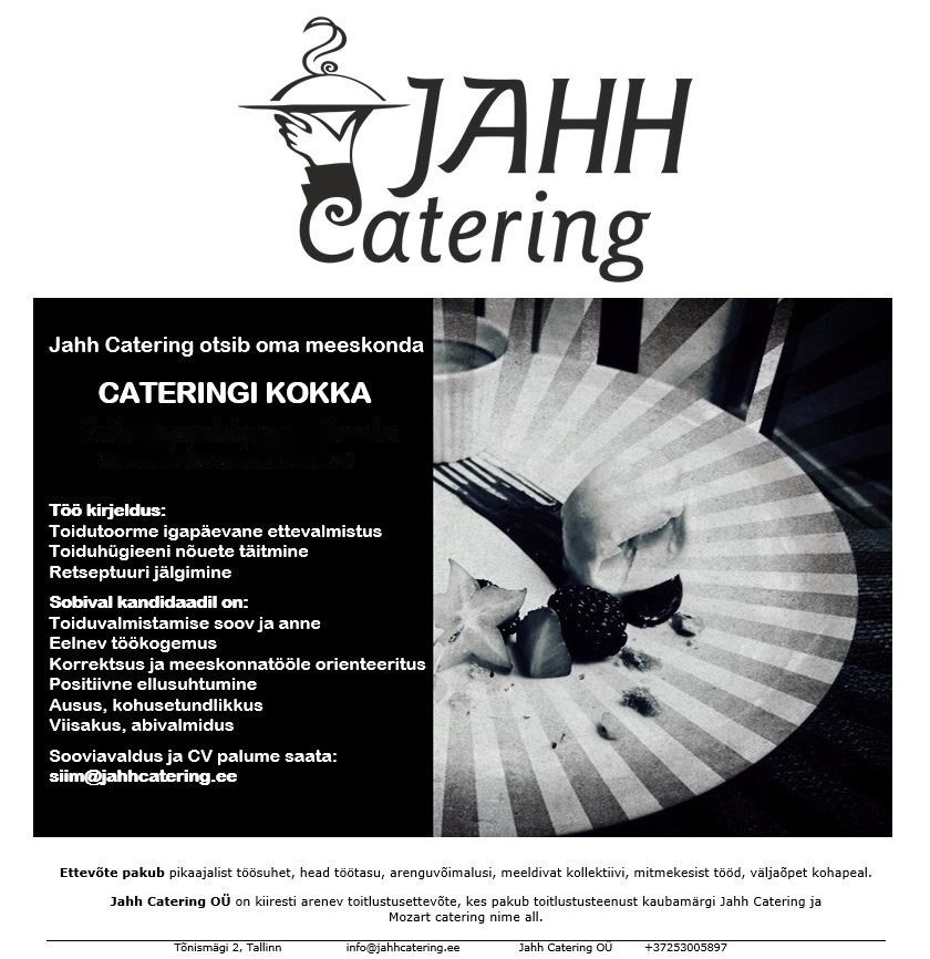 Jahh Catering OÜ Cateringi kokk
