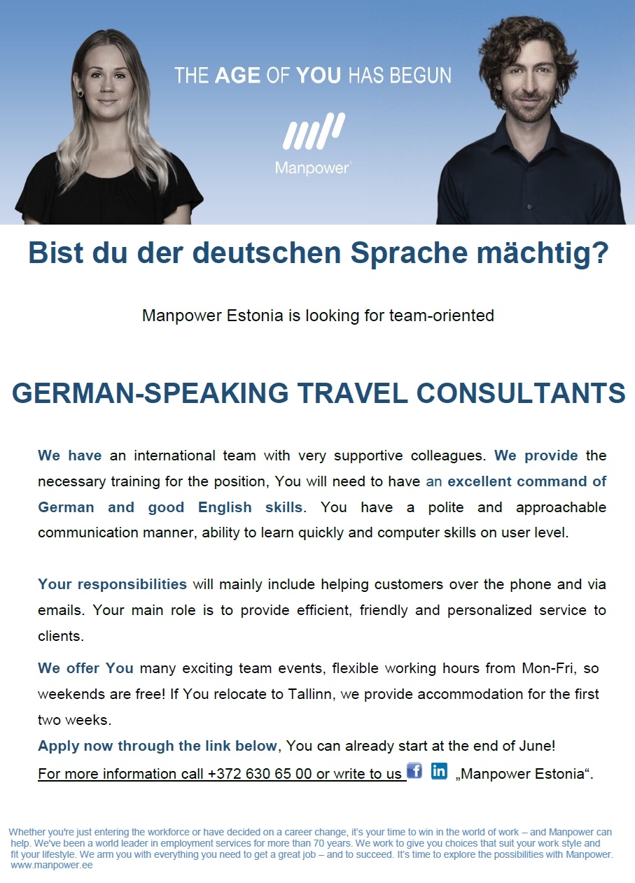 Manpower OÜ German-Speaking Specialist