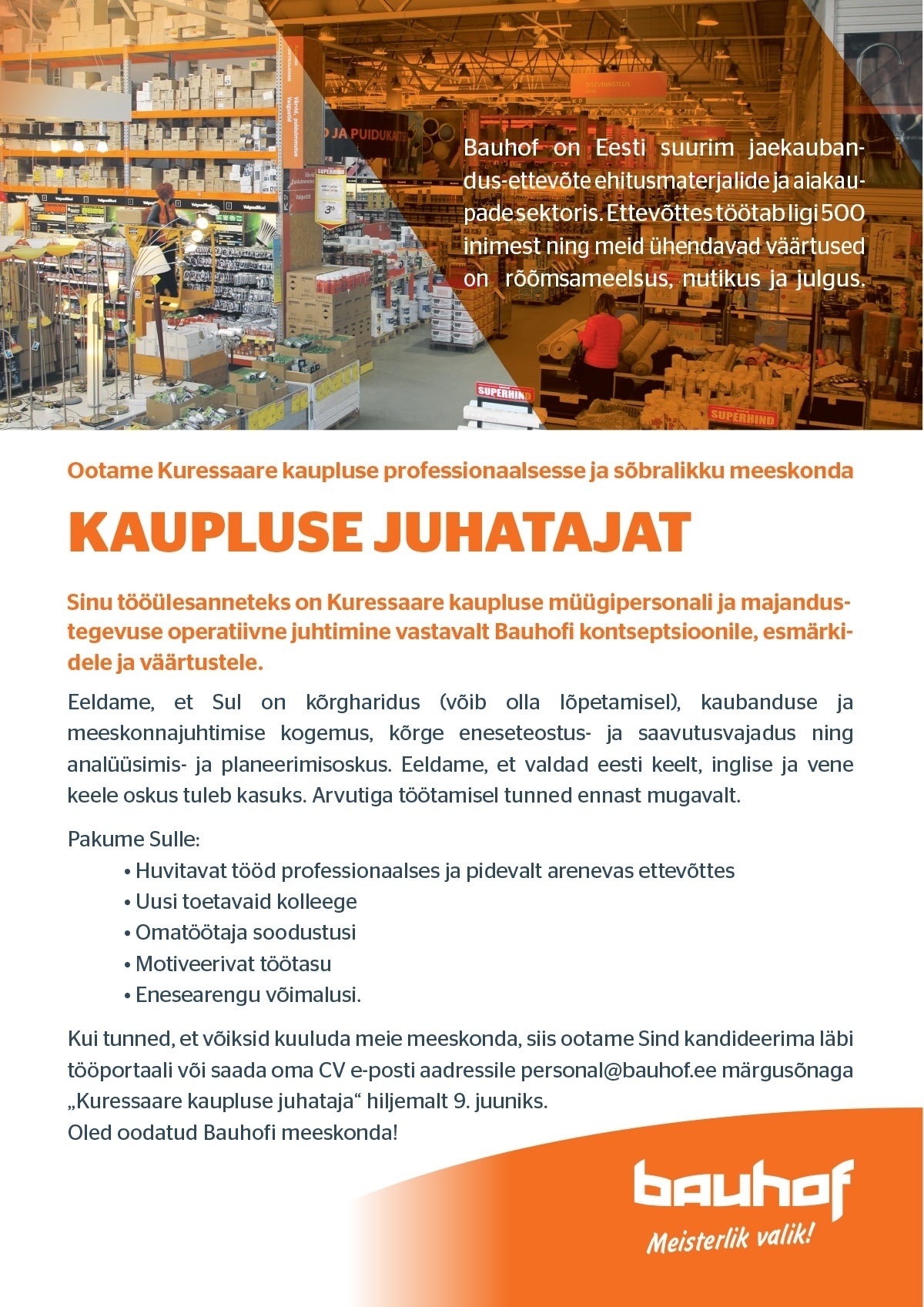Bauhof Group AS Kuressaare kaupluse juhataja