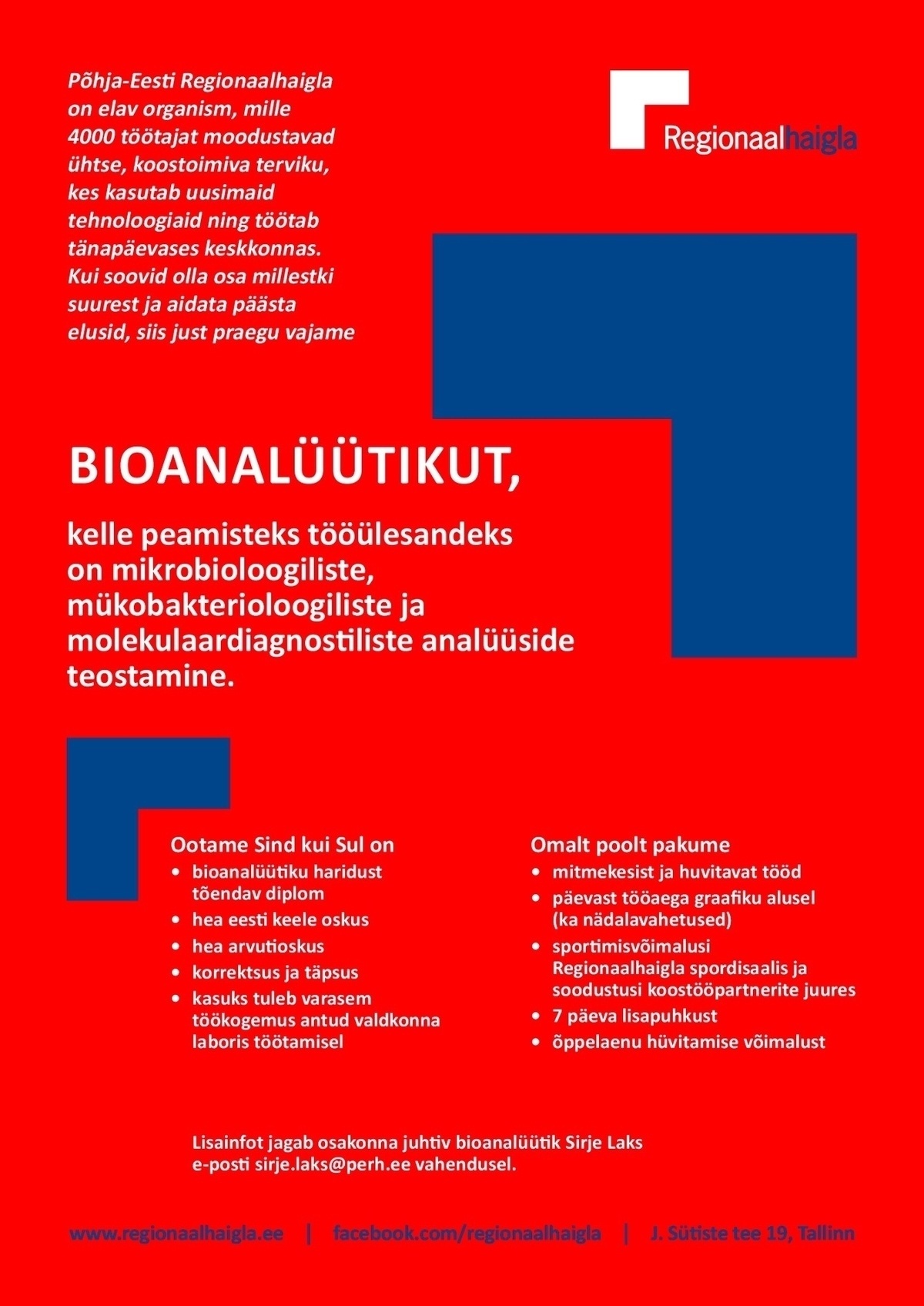Põhja-Eesti Regionaalhaigla SA Bioanalüütik
