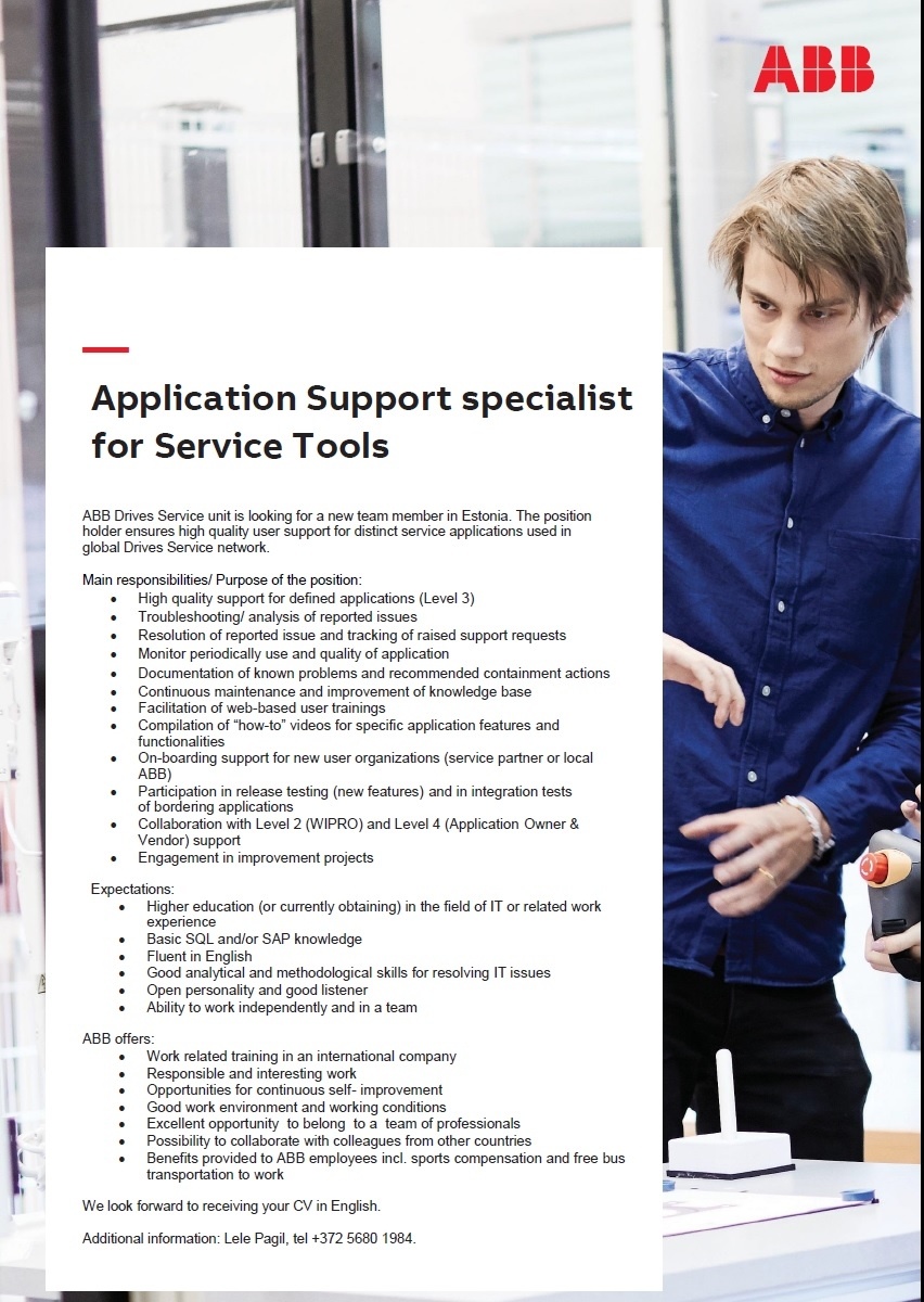 ABB AS Application Support Specialist for Service Tools