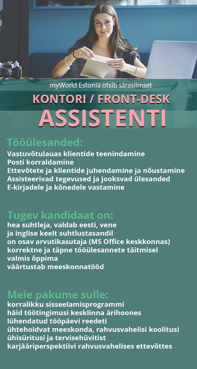 MYWORLD ESTONIA OÜ Kontori / Front-Desk assistent