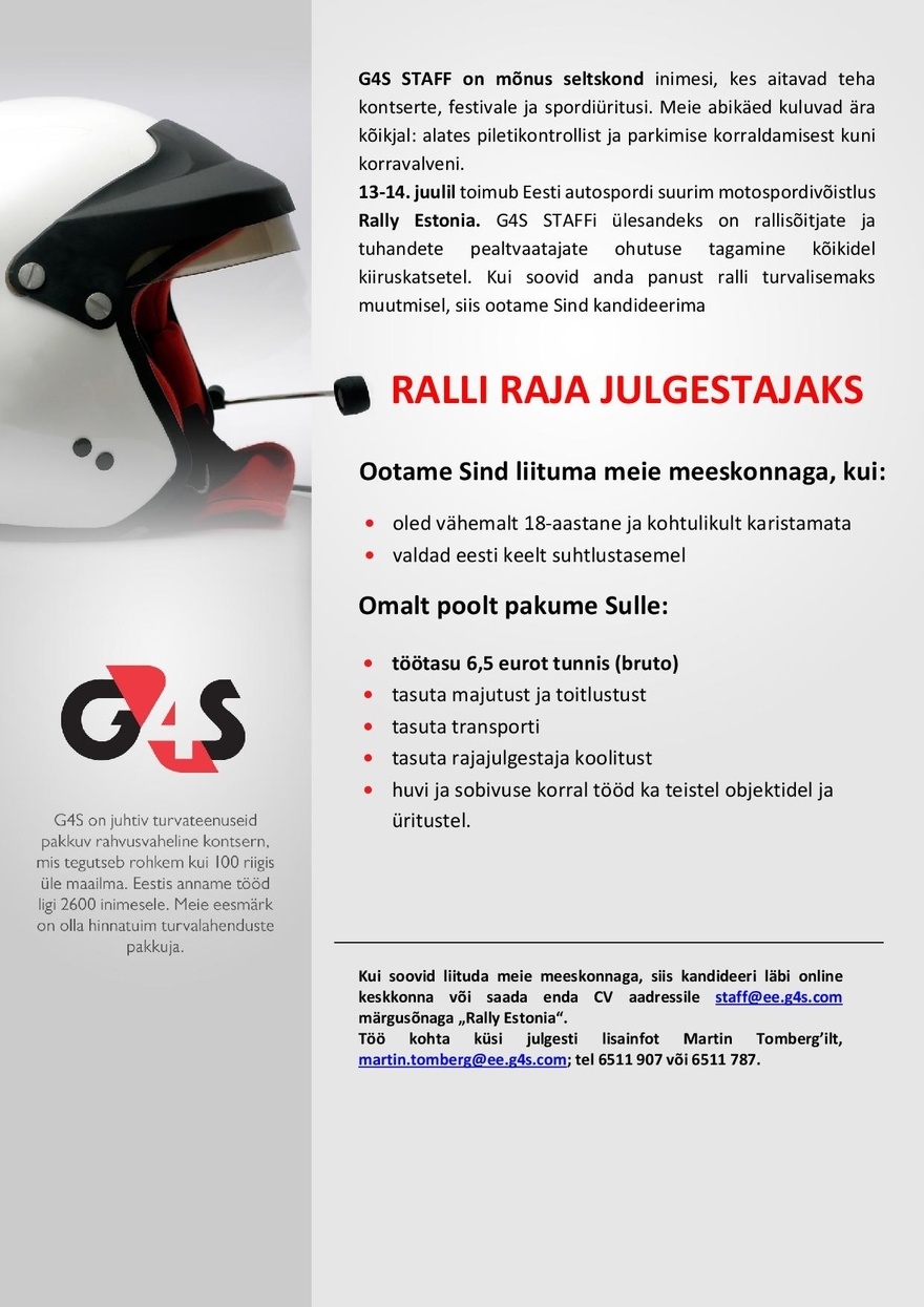 AS G4S Eesti Ralli raja julgestaja (Rally Estonia)