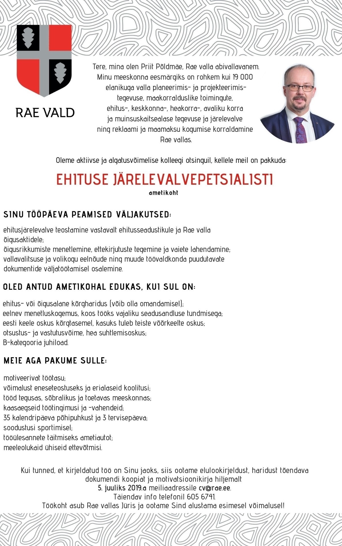 Rae Vallavalitsus EHITUSE JÄRELEVALVESPETSIALIST